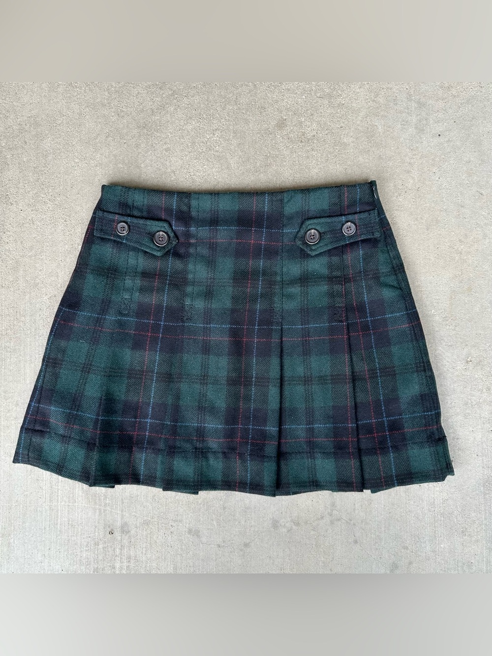 GAP Dark Green & Navy Tartan Pleated Mini Skirt